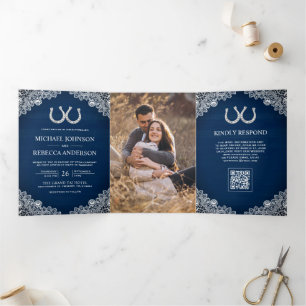Faire-part de mariage avec code QR photo de chevau