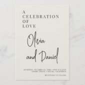Faire-part de mariage avec code QR photo en écritu (Devant)