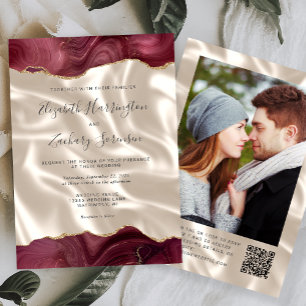 Faire-part de mariage avec code QR photo soie ivoi
