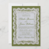 Faire-part de mariage avec code QR photo vert oliv (Devant)