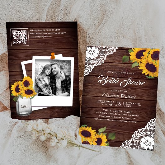 Faire-part de mariage avec code QR pour cadeaux Fl