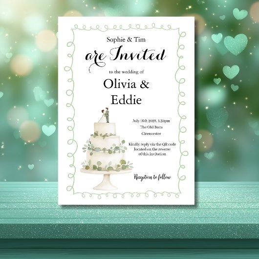 Faire-part de mariage avec code QR pour gâteau de