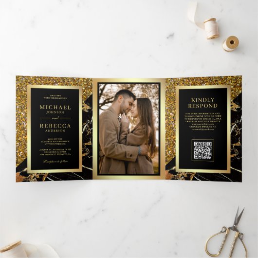 Faire-part de mariage avec code QR pour photo de m (Intérieur)