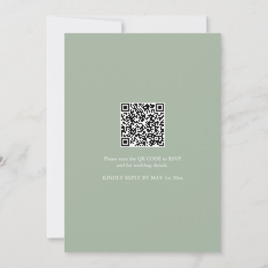 Faire-part de mariage avec code QR unique Floral (Dos)