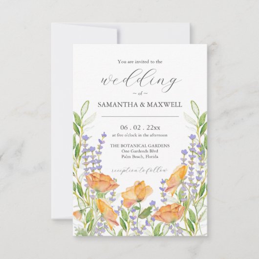 Faire-part de mariage avec code QR unique Floral (Devant)