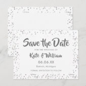 Faire-part de mariage avec confettis Silver Stardu (Devant / Derrière)