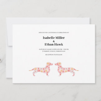 Faire-part de mariage avec Dachshund Dog Floral