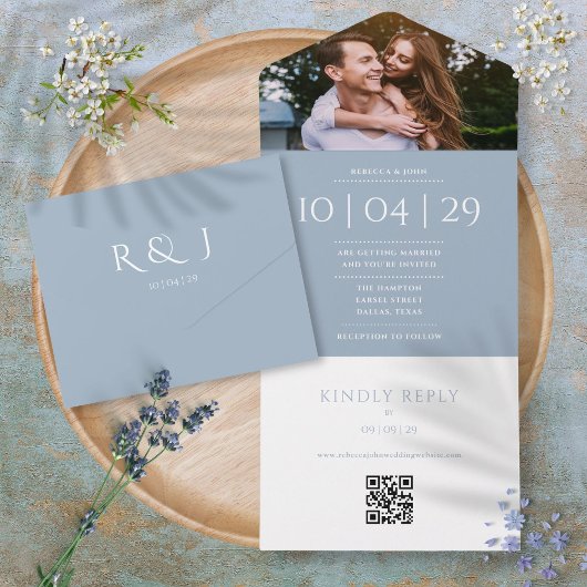 Faire-part de mariage avec date de photo code QR e