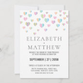 Faire-part de mariage avec des cœurs colorés éléga (Dos)