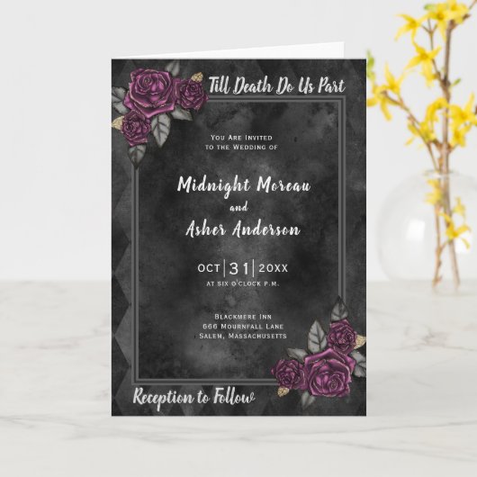 Faire-part de mariage avec des roses 'Jusqu'à ce q (Fleur jaune)