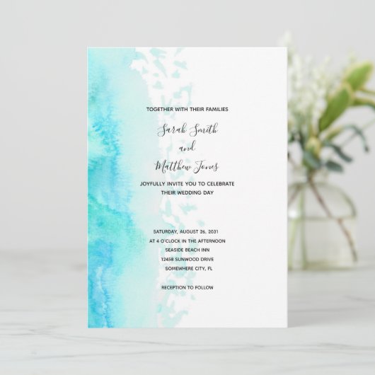 Faire-part de mariage avec design aquarelle modern (Debout devant)