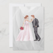 faire-part de mariage avec deux graphismes et rose (Dos)