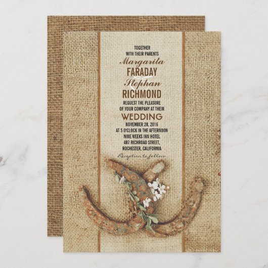 Faire-part de mariage avec fer à cheval (Devant / Derrière)