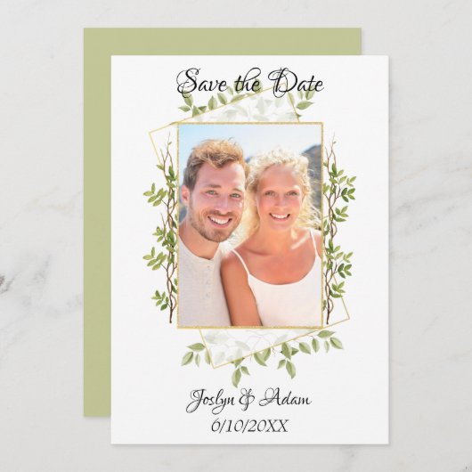 Faire-part de mariage avec feuillage de branche ru (Devant / Derrière)