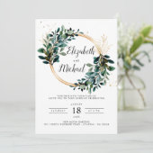 Faire-part de mariage avec feuillage de eucalyptus (Debout devant)