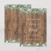 Faire-Part de Mariage avec Feuillage d'Eucalyptus (Devant / Derrière)