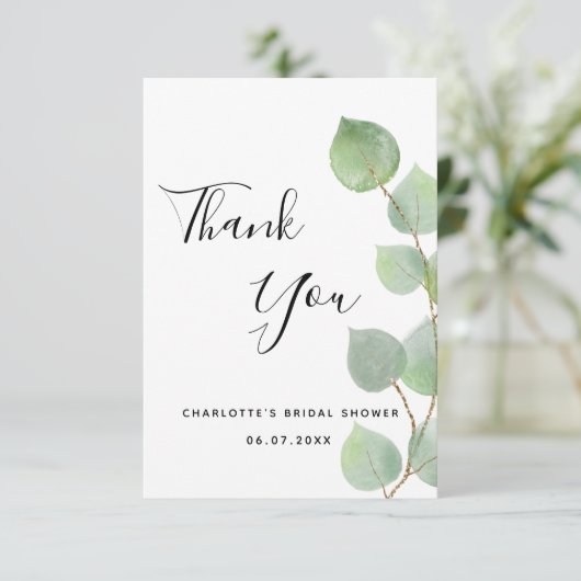 Faire-part de mariage avec feuillage d'eucalyptus (Debout devant)