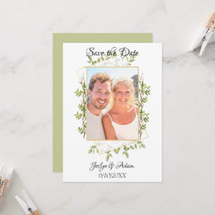 Faire-part de mariage avec feuillage rustique de b
