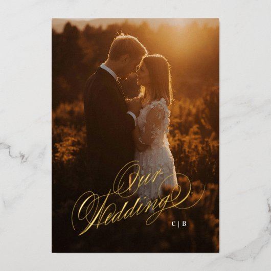 Faire-Part de Mariage avec Feuille d'Or (Recto)