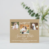 Faire part de mariage avec feuilles bleues rustiqu (Debout devant)