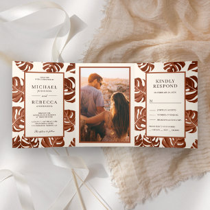Faire-part de mariage avec feuilles de Monstera en