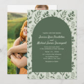 Faire-Part de Mariage avec Feuilles de Sauge Rusti (Devant / Derrière)