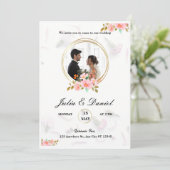 Faire-part de mariage avec Fleurs (Debout devant)