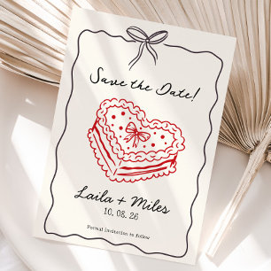 Faire-part de mariage avec gâteau de mariage cœur