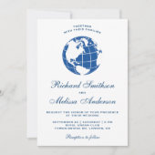 Faire-part de mariage avec globe terrestre carte d (Devant)