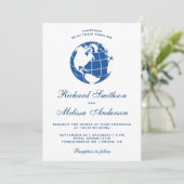 Faire-part de mariage avec globe terrestre carte d (Debout devant)