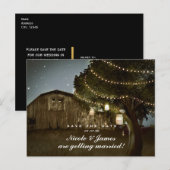 Faire-part de mariage avec grange rustique et lumi (Devant / Derrière)