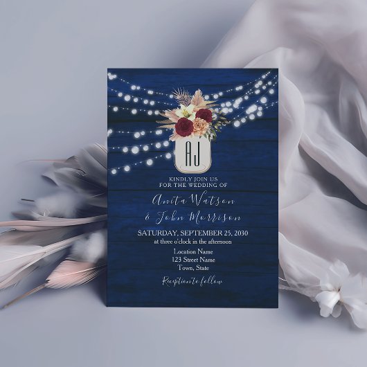 Faire-Part de Mariage avec Guirlandes Rustiques