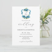 Faire-part de mariage avec hydrangea et monogramme (Debout devant)