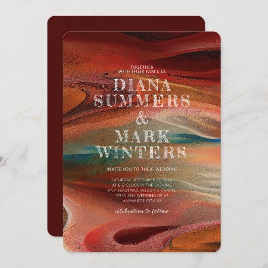 Faire-part de mariage avec imprimé couleur sable (Devant / Derrière)