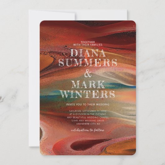 Faire-part de mariage avec imprimé couleur sable (Devant)