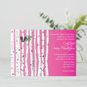 Faire-part de mariage avec initiales roses sur un