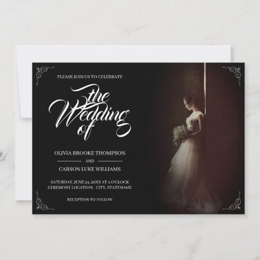 Faire-part de mariage avec la mariée debout - Clas (Devant)