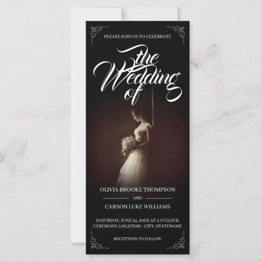 Faire-part de mariage avec la mariée debout - Clas (Devant)