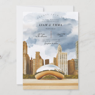 Faire-part de mariage avec la vue de Chicago Illin