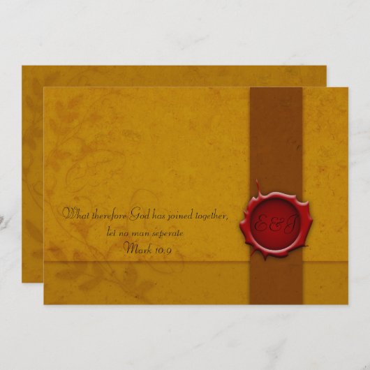 Faire-part de mariage avec le joint (Devant / Derrière)