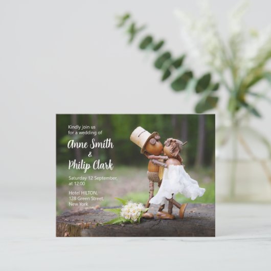 Faire-part de mariage avec les elfes d'Acorn amour (Debout devant)