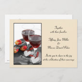 Faire-part de mariage avec les verres de vin et le (Devant / Derrière)