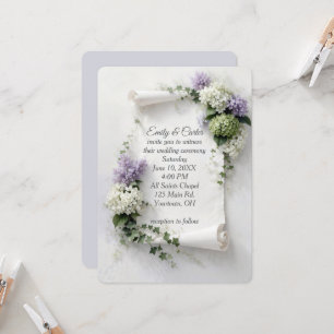 Faire-part de mariage avec lilas et hydrangeas 