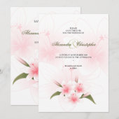 Faire-part de mariage avec lys roses et blancs Enr (Devant / Derrière)