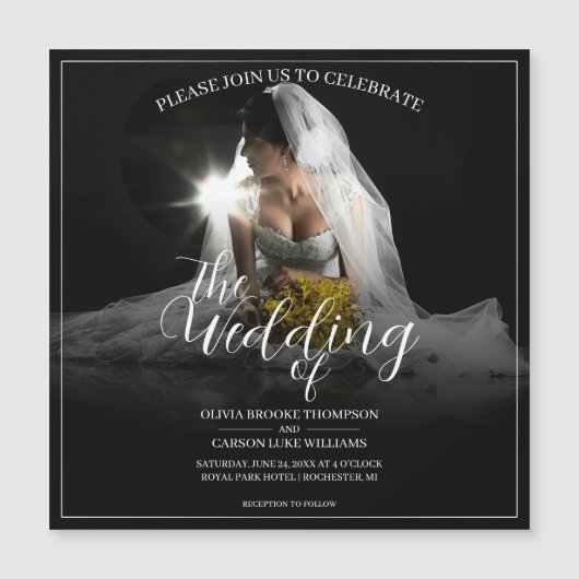 Faire-part de mariage avec mariée assise - Classiq (Devant)