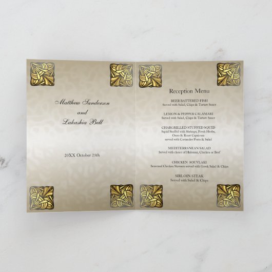 Faire-part de mariage avec menu de réception (Intérieur)