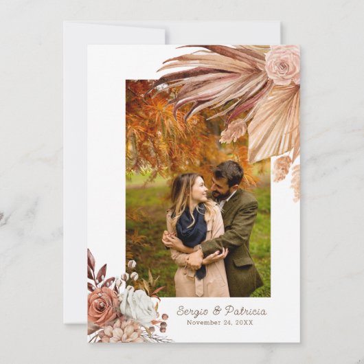 Faire-part de mariage avec Modèle Boho Flowers (Dos)