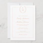 Faire-part de mariage avec monogramme Blush Laurel (Devant)