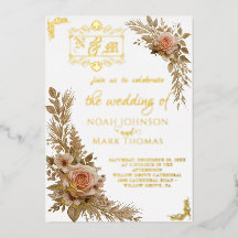 Faire-part de mariage avec monogramme calligraphié