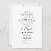 Faire-part de mariage avec monogramme de crête de (Devant)